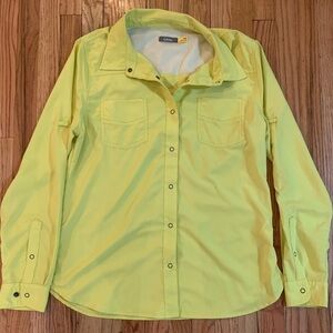 Cabelas Snap Down Long Sleeve Shirt Women’s Medium Lime Green